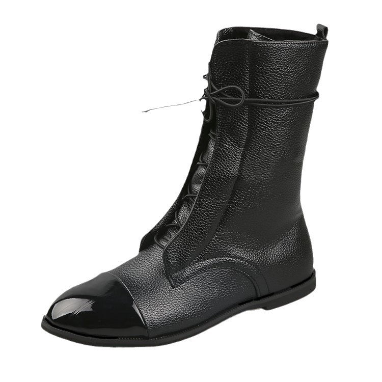 Ladies lace-up boots made of high-quality leather with fashionable design Ivyshape