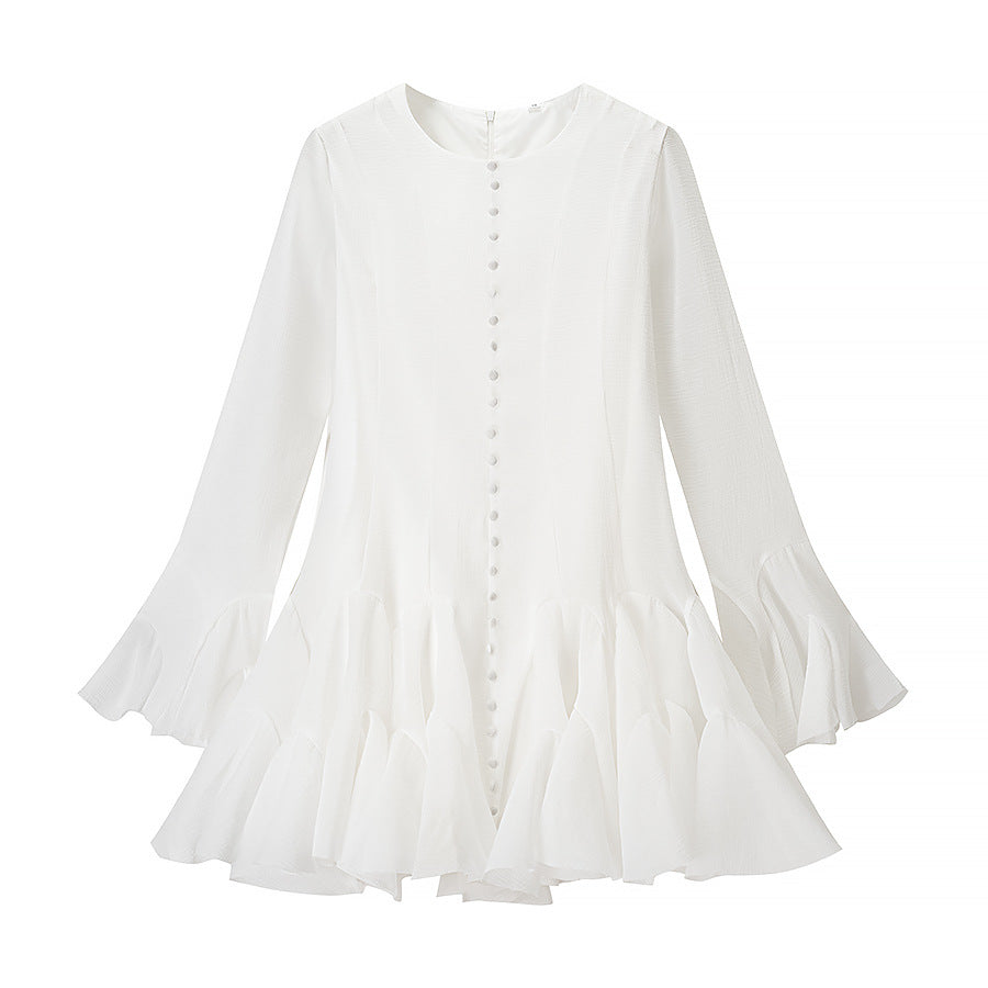 Ladies Fringe Dress with Flowing Ruffle Hem Ivyshape