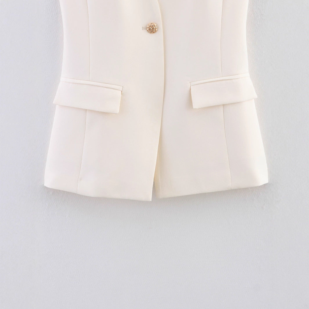 Women's elegant blazer vest without sleeves Ivyshape