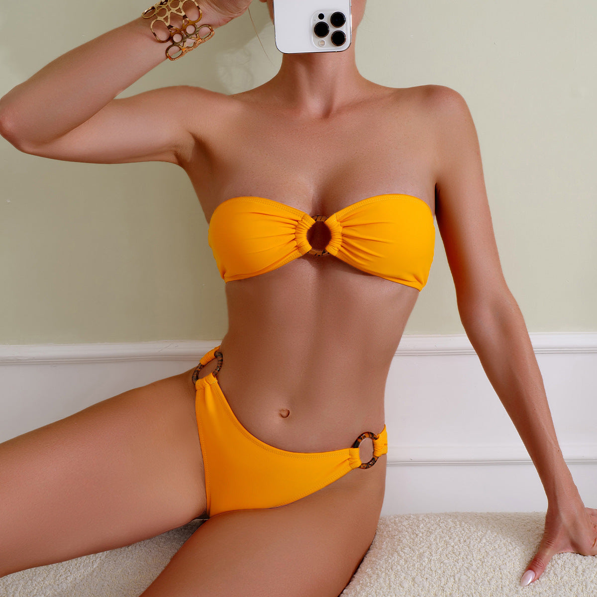 Ladies Bandeau Bikini with Ring Details Ivyshape