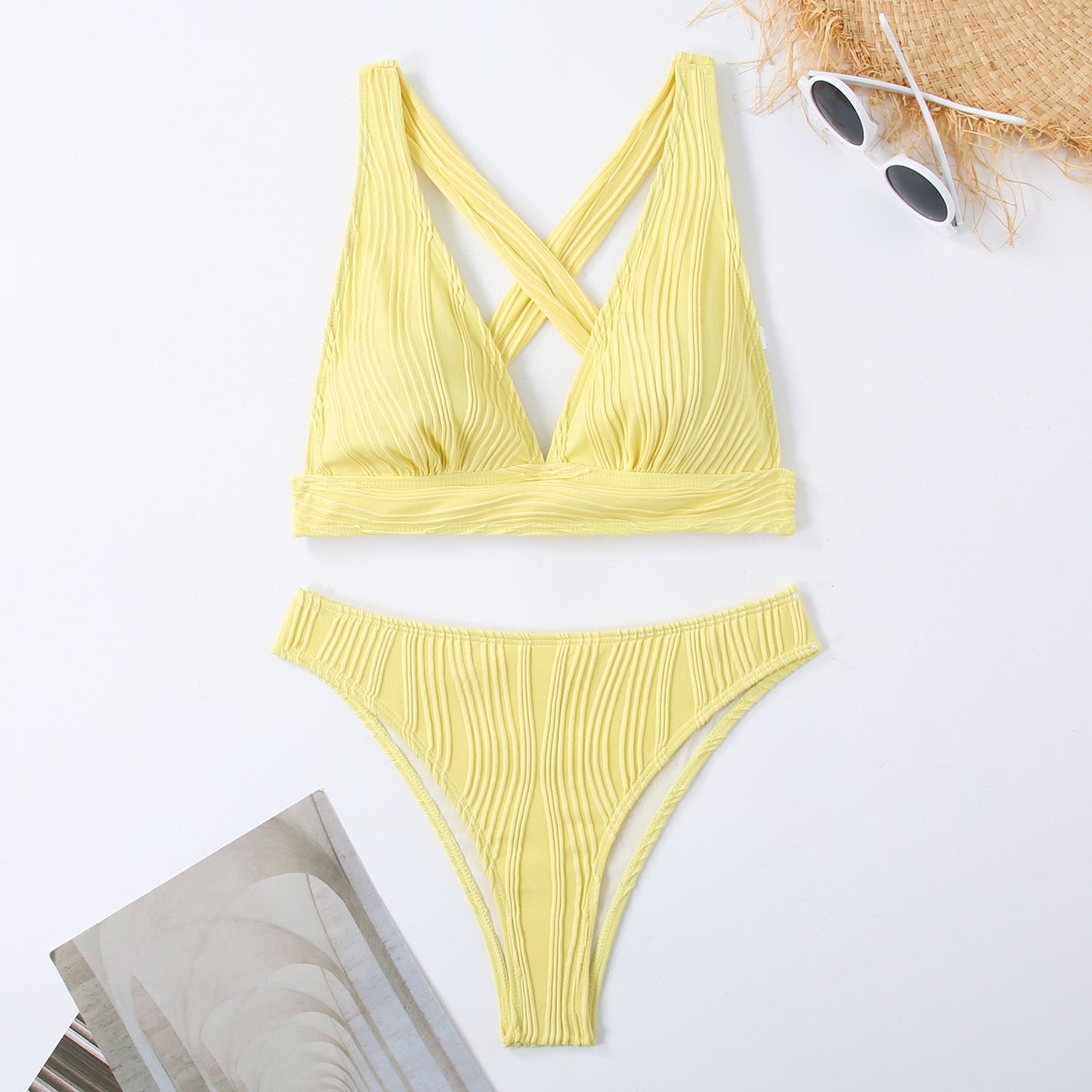 Ladies Triangle Bikini with modern folding design and adjustable straps Ivyshape