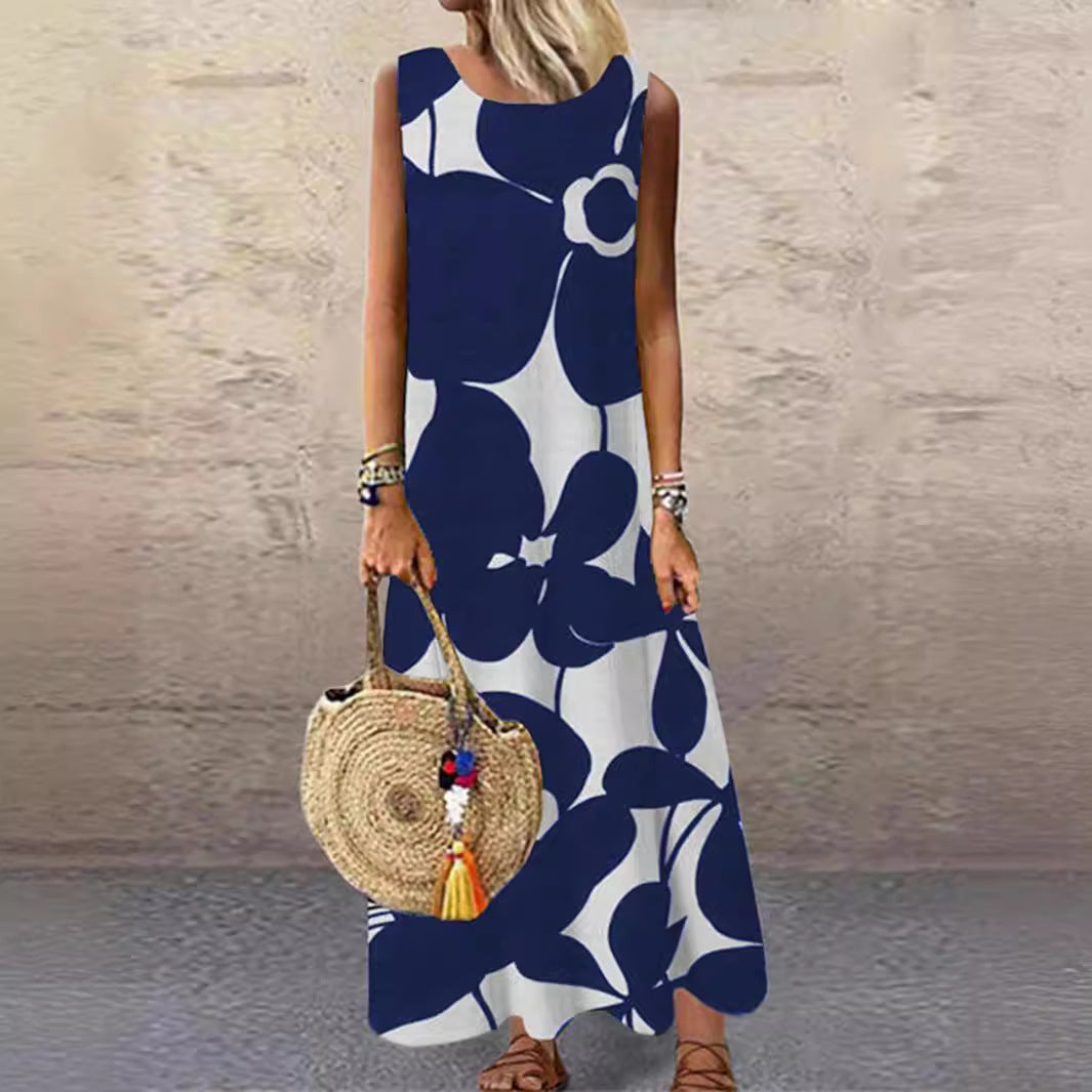 Women's Summer Midi Dress with Floral Pattern and Gathered Hem Ivyshape