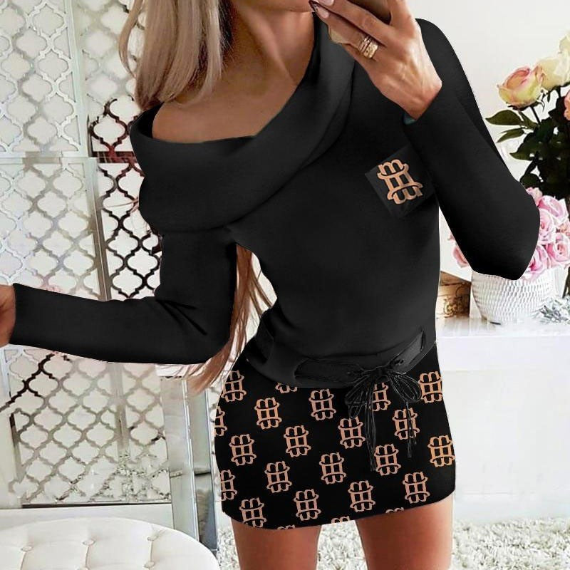 Women's elegant and trendy mini dress with asymmetric neckline Ivyshape