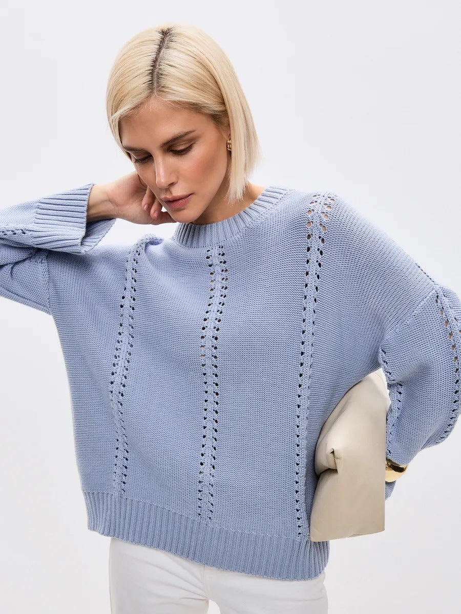 Women's oversized knitted sweater with airy texture and special details Ivyshape