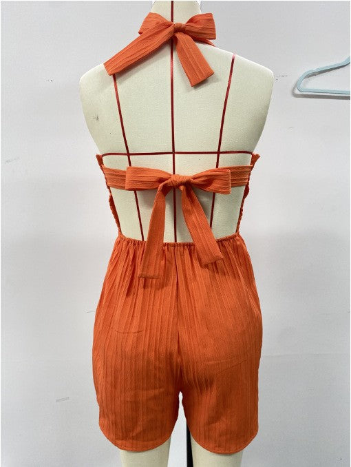 Women Emerald Green Jumpsuit with Ruched Top and Wide Shorts Ivyshape