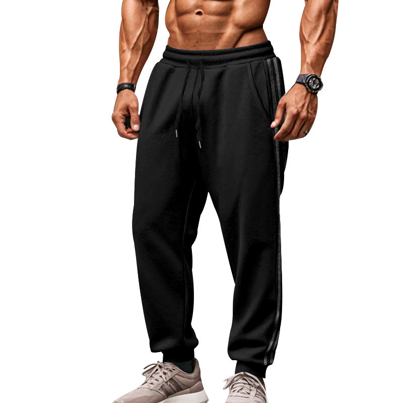 Men's Comfortable Sports Pants with Contrasting Side Panels and Elastic Waistband Ivyshape
