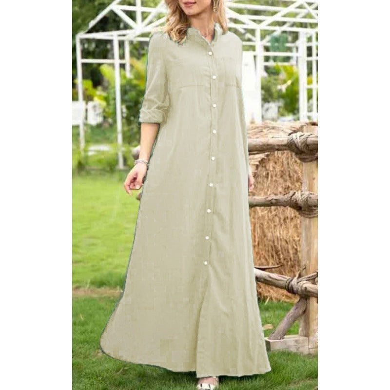 Women's Long Sleeve Shirt Dress with Button Details and Refined Cut Ivyshape