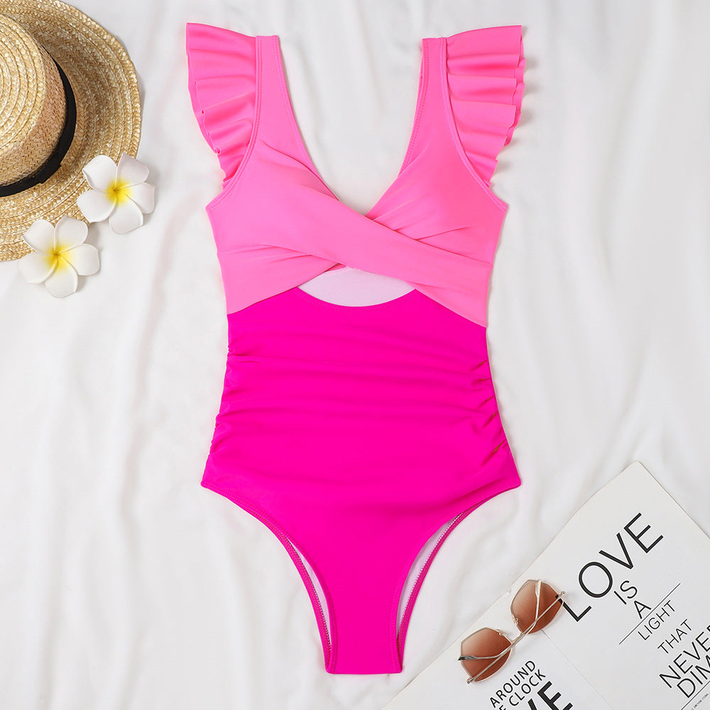 Women's swimwear with elegant ruffle design and chic twist detail Ivyshape