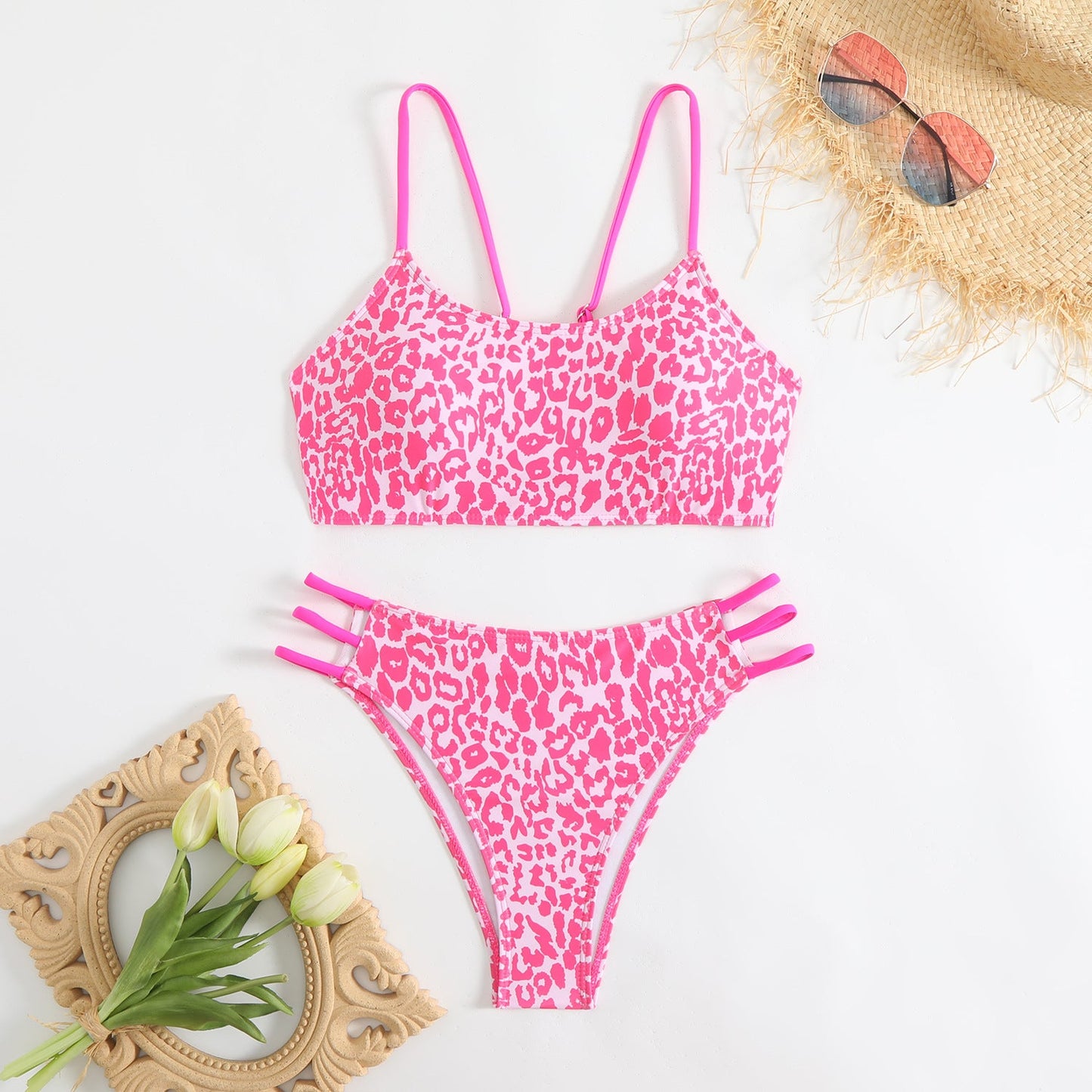 Women's bikini set with animal print and adjustable straps Ivyshape