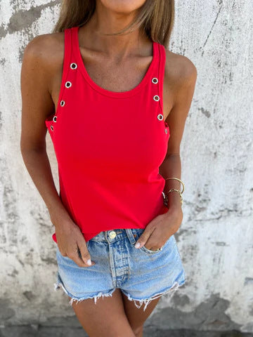 Ladies stylish tank top with eyelet detail Ivyshape