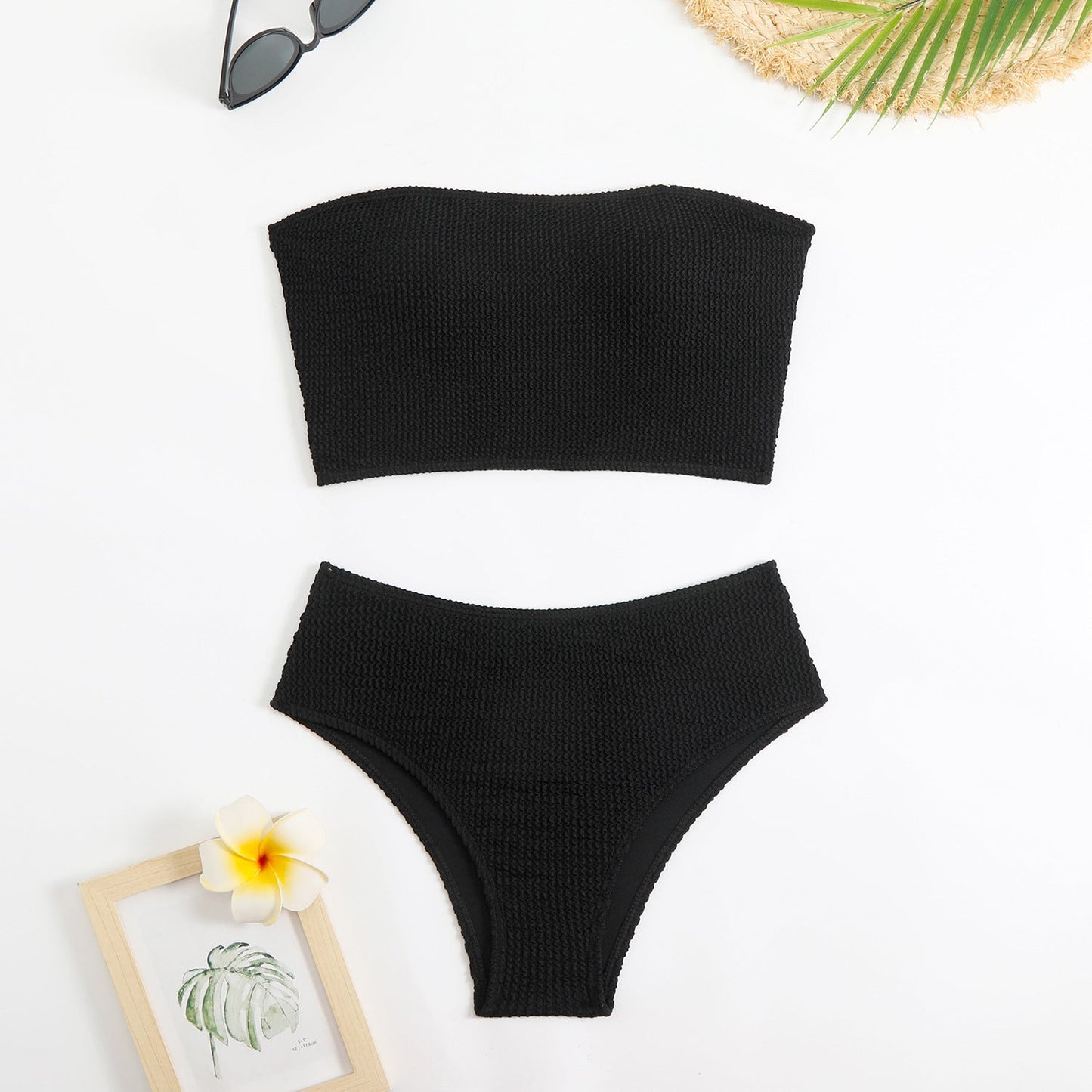 Women's bandeau bikini with textured design and high waist Ivyshape
