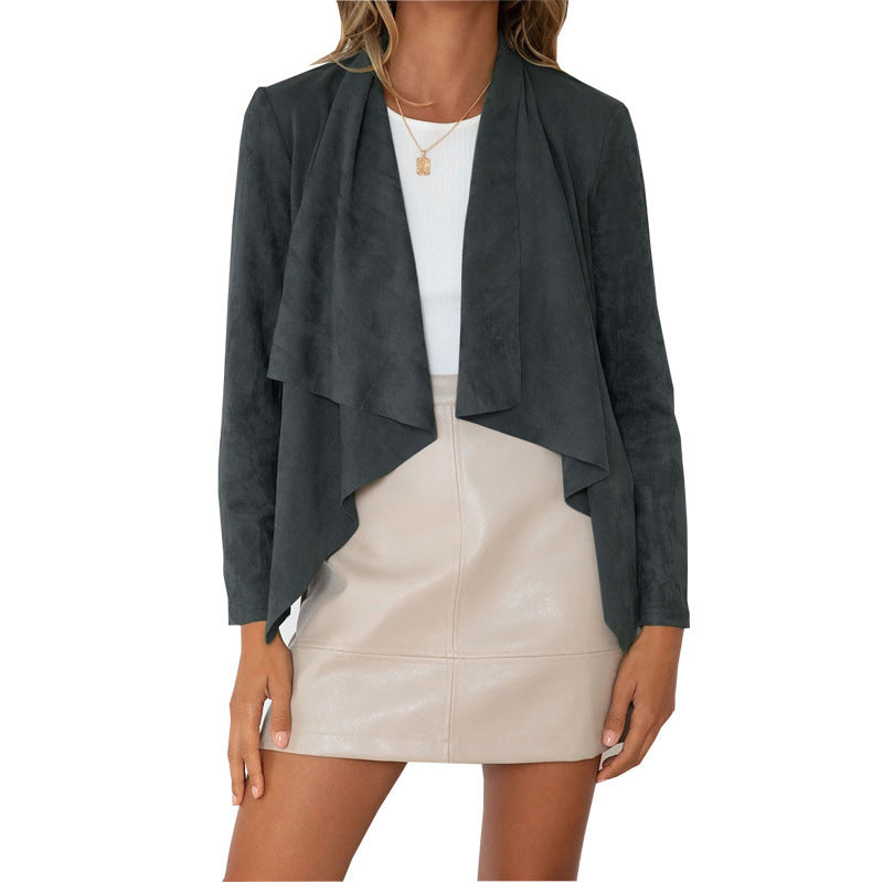 Women's trendy soft suede jacket in a casual cut Ivyshape