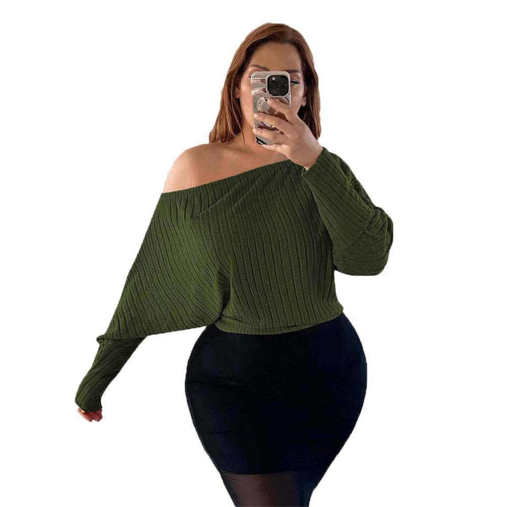 Women's casual asymmetrical oversized top with soft rib design Ivyshape