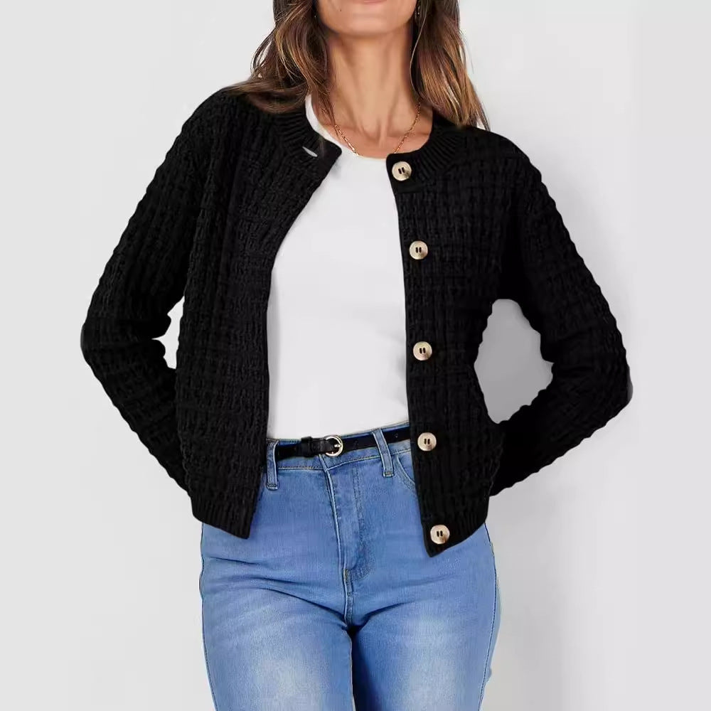 Women's Structured Cardigan with Button Closure and Fine Texture Ivyshape