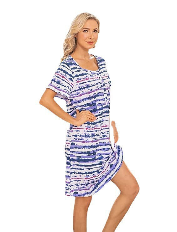 Women's Casual Tie-Dye Shirt Dress Ivyshape