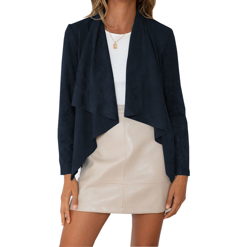 Women's soft suede cardigan with asymmetric cut Ivyshape