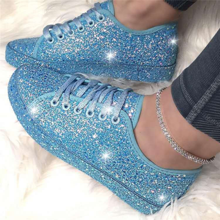 Ladies Glittering Sneakers with Breathable Sole and Additional Comfort Ivyshape