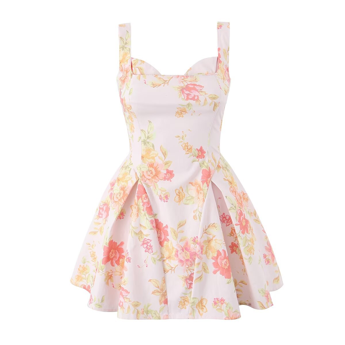 Ladies' Summer Cotton Dress with Floral Accents Ivyshape