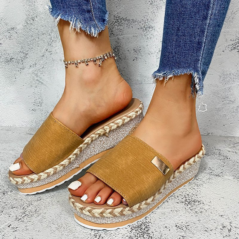 Women's Platform Mules with Braided Bast Detail and Comfortable Footbed Ivyshape