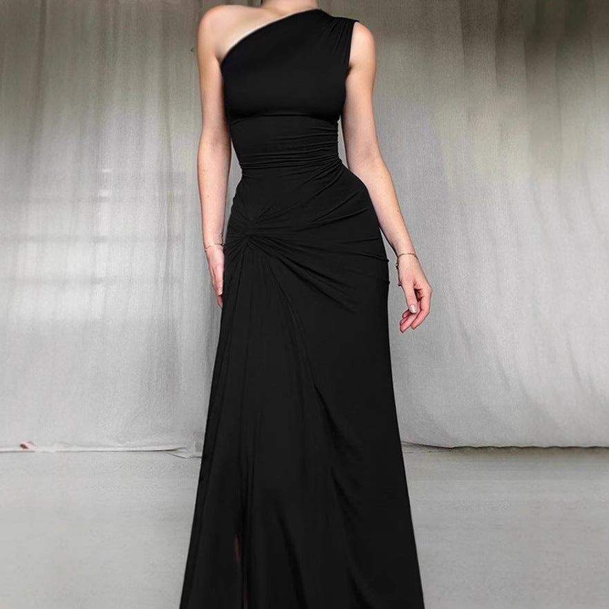 Women Elegant Wrap Maxi Dress with Asymmetrical Cut and Figure-Flattering Design Ivyshape