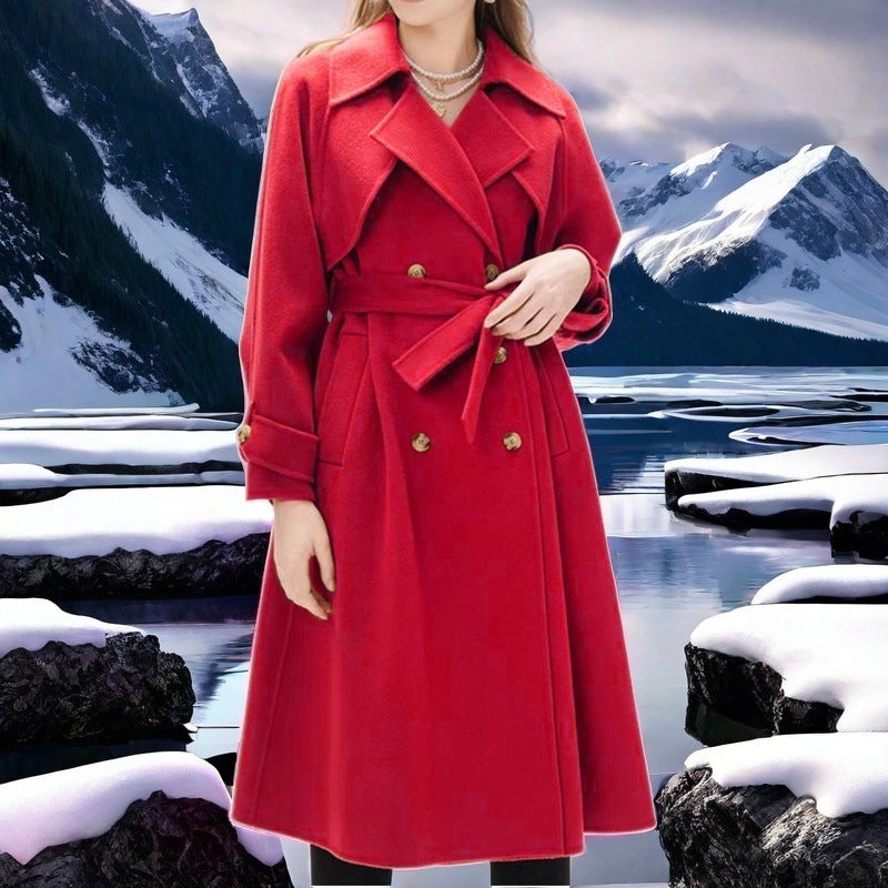 Women elegant trench coat with double button placket and fitted cut Ivyshape
