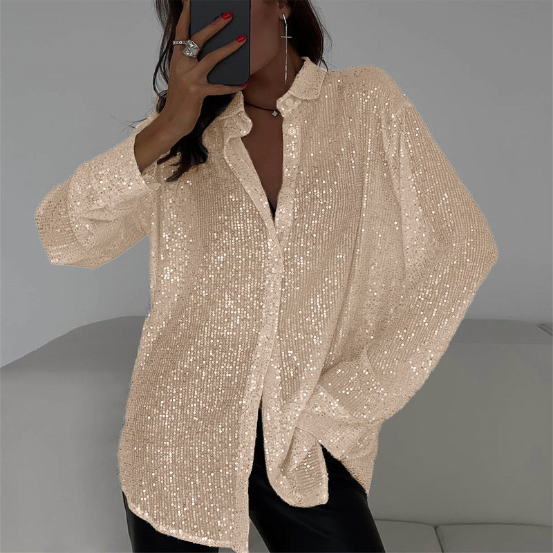Women Sparkling Plus Size Blouse Ivyshape