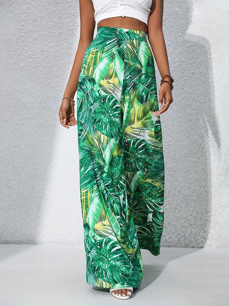 Women's maxi skirt with tropical leaf pattern Ivyshape