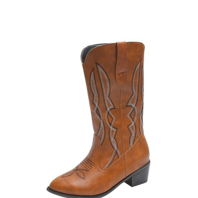 Women’s Cowboy Boots with Elegant Stitching Ivyshape