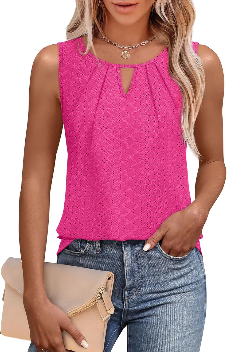 Women Eyeliner Design Keyhole Blouse Ivyshape