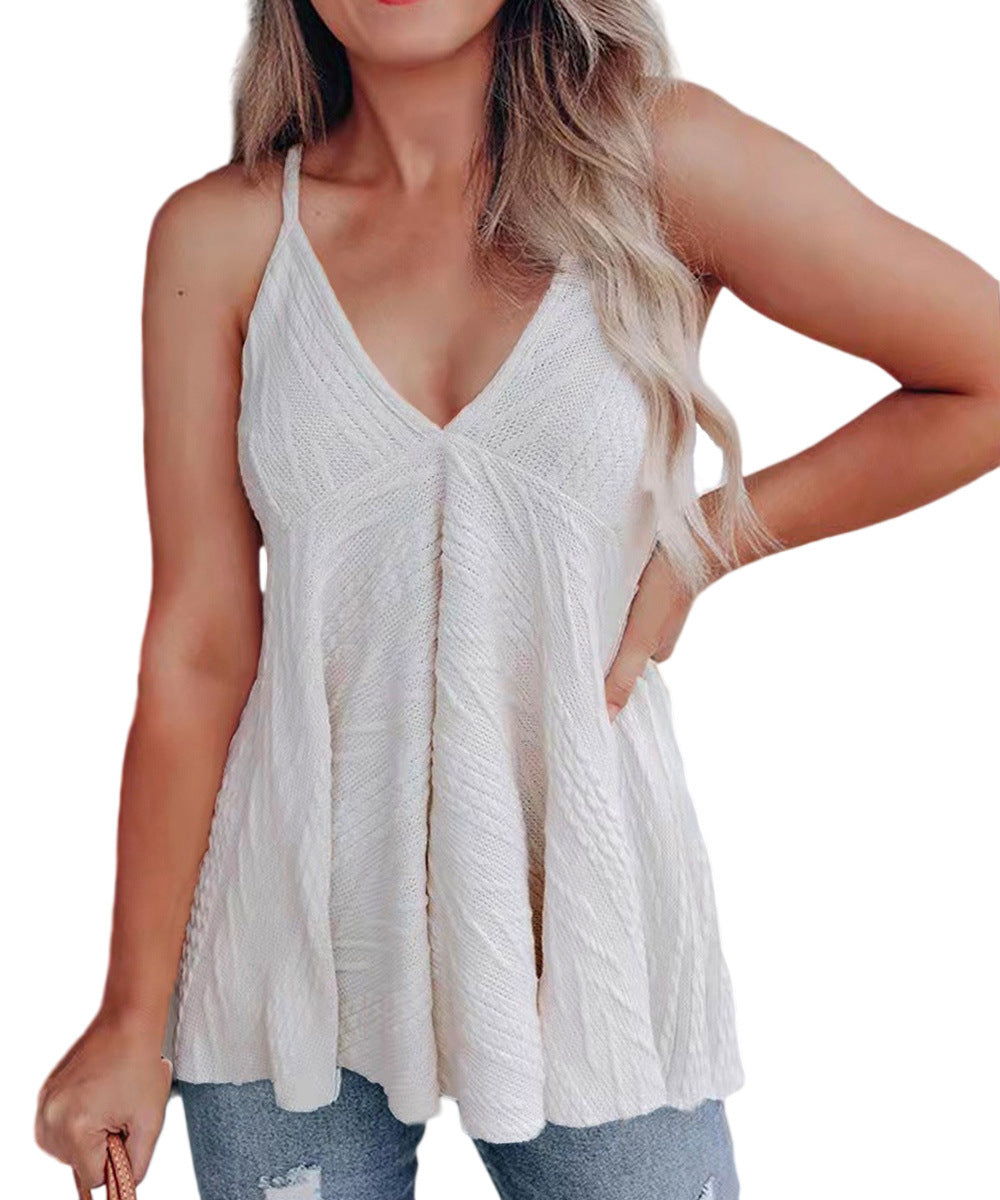 Women's Casual Knit V-Neck Tank Top Ivyshape