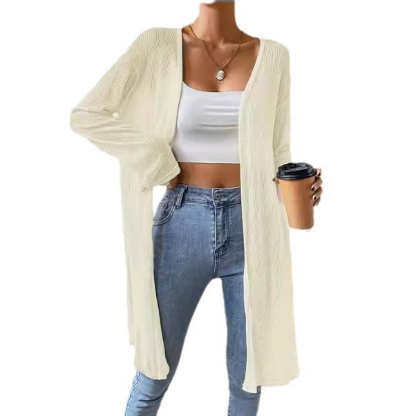 Women's cardigan with elegant ribbed pattern and loose fit Ivyshape