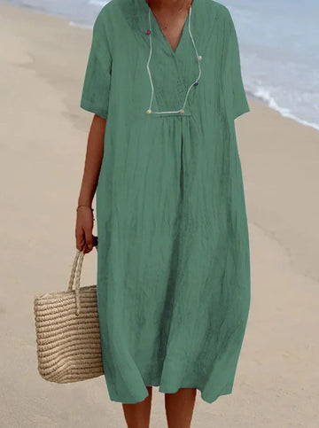 Ivyshape | Loose women's dress made of linen