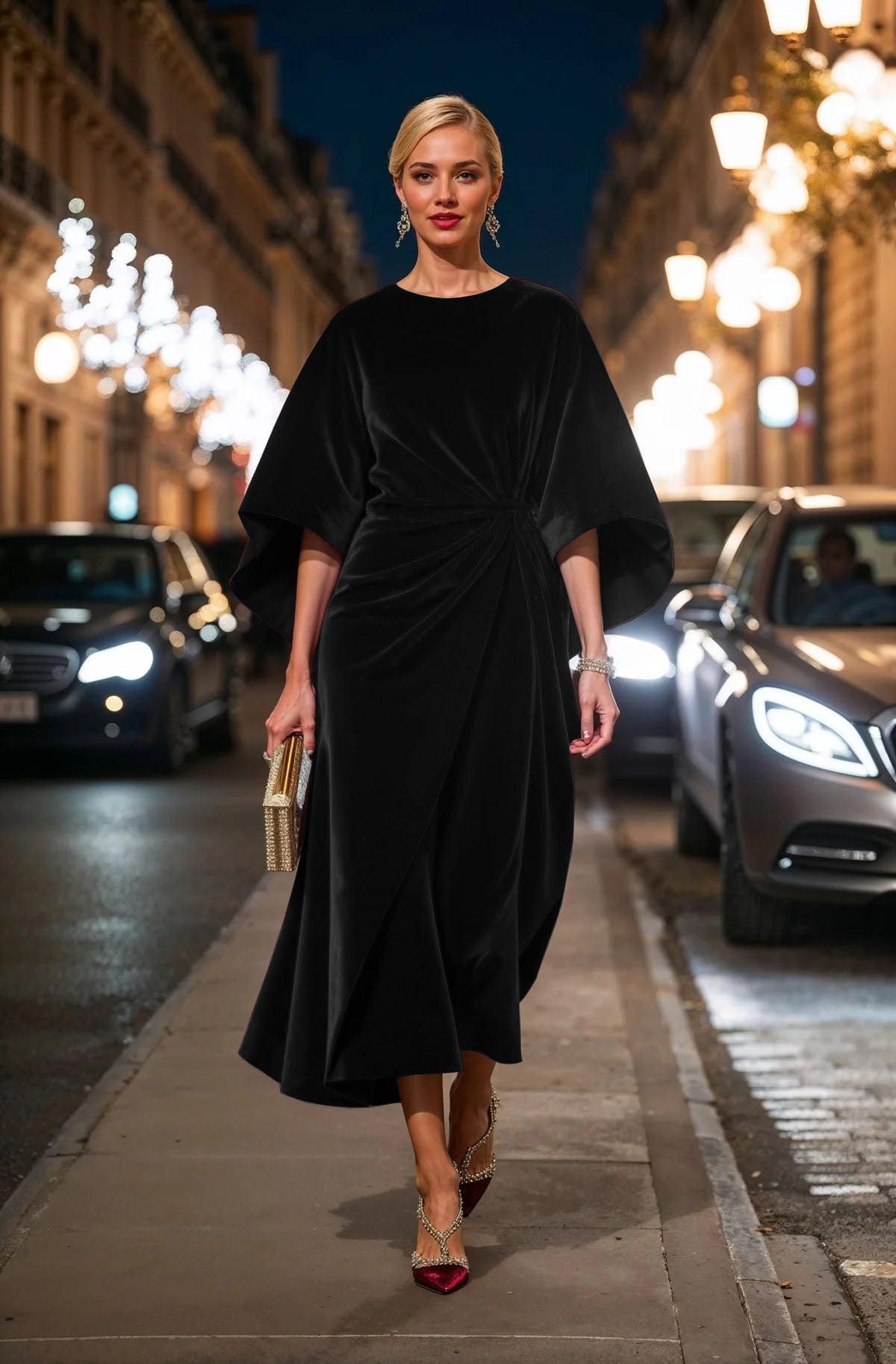 Women Elegant Velvet Evening Dress Ivyshape