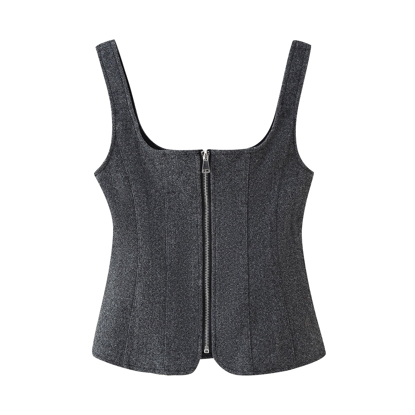 Women Figure-hugging Bustier Top with Elegant Zipper Ivyshape