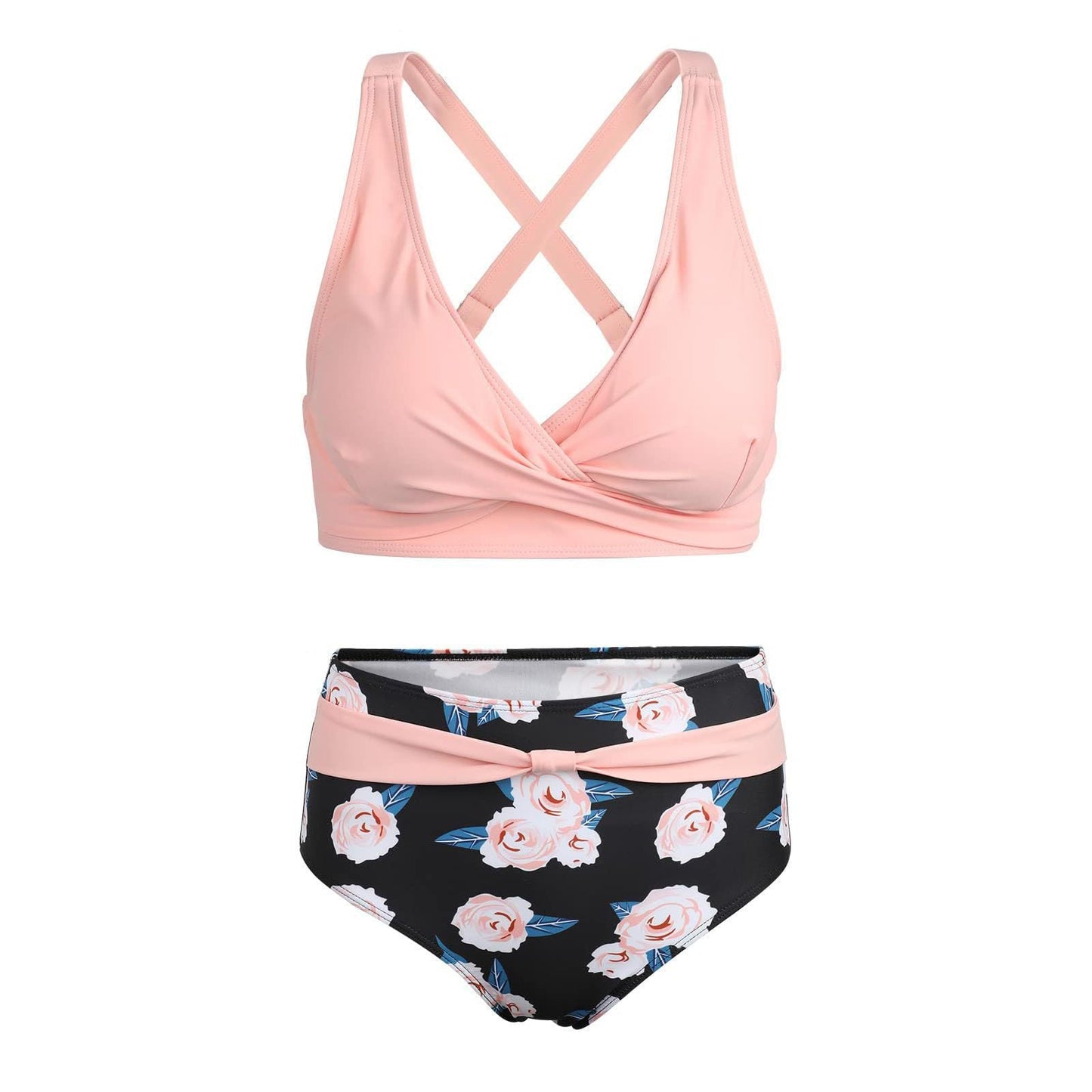 Women High-Waisted Bikini Set with Tied Top and Snug Contours Ivyshape