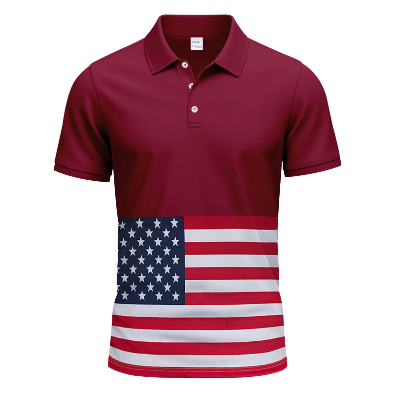 Men's polo shirt with unique flag motif and modern Ivyshape fit