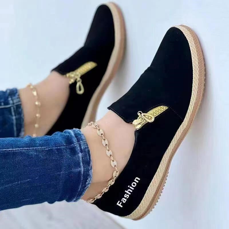 Women Elegant Slip-On Shoes with Glitter Zipper Ivyshape