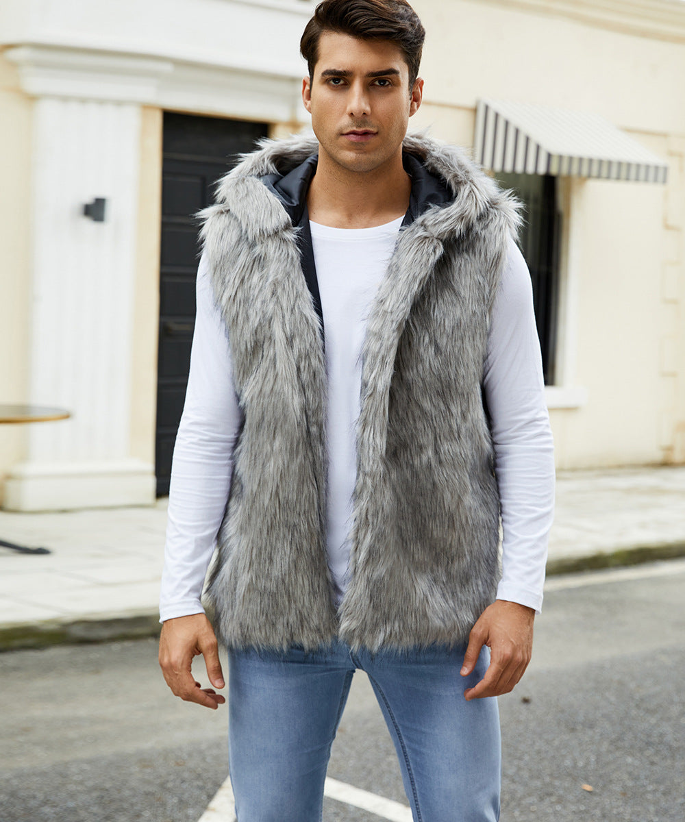 Men's Fashion Faux Fur Vest Ivyshape