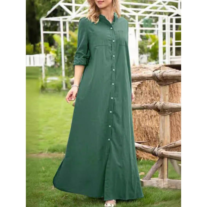 Women's Long Sleeve Shirt Dress with Button Details and Refined Cut Iv