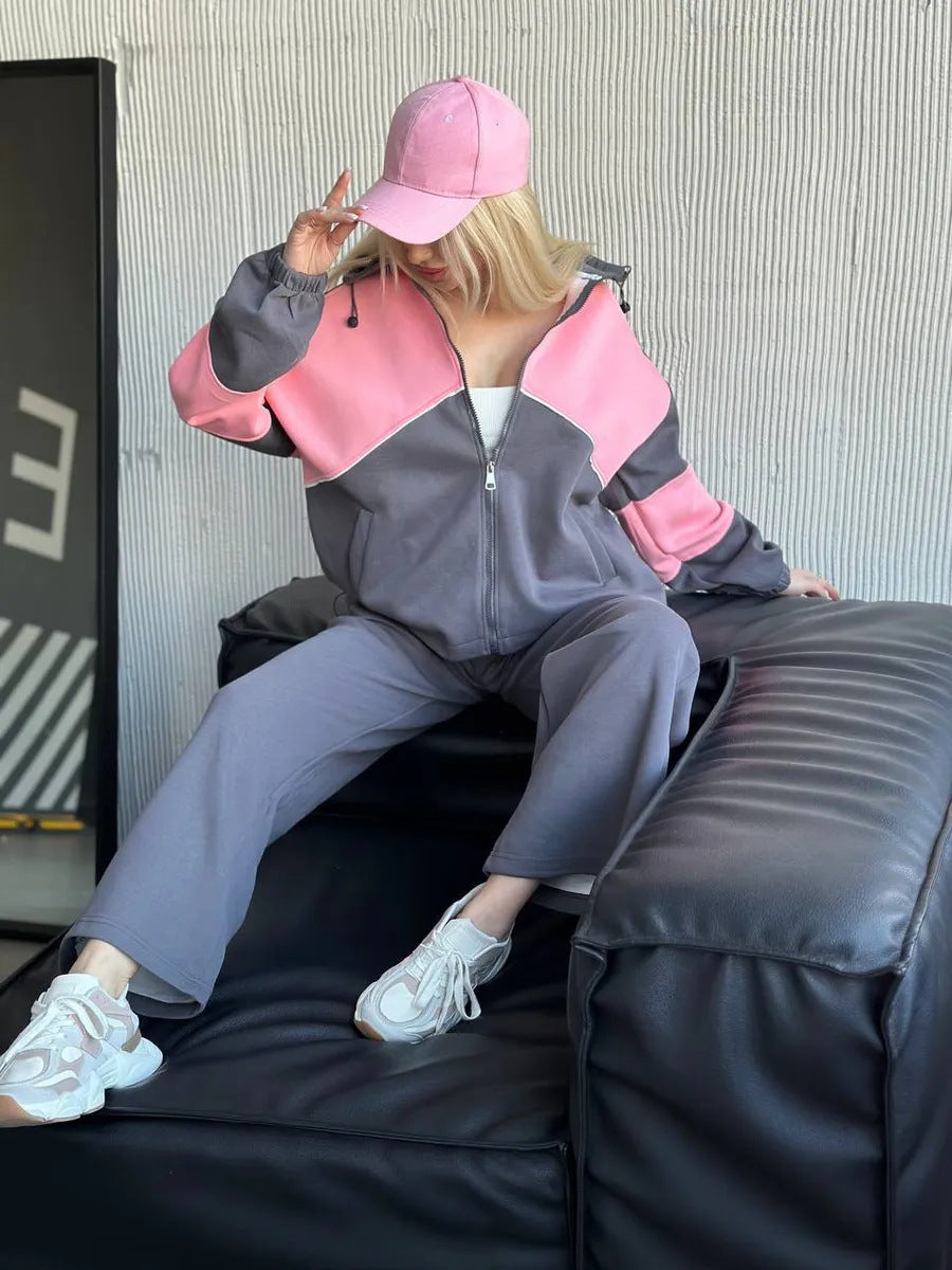 Ladies sporty set made of high-performance fleece material with zipper Ivyshape