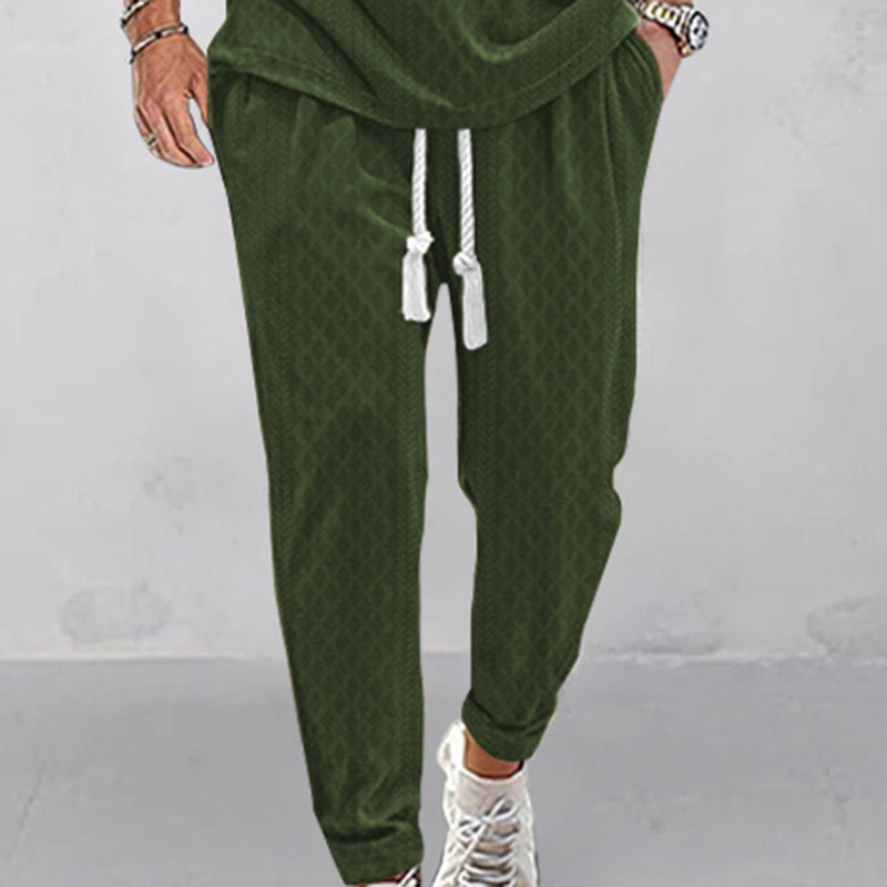Men's sportive casual pants with elastic waistband and side drawstring Ivyshape