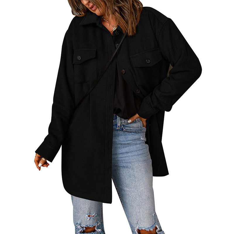 Women's overshirt jacket with practical chest pockets and stylish cut Ivyshape