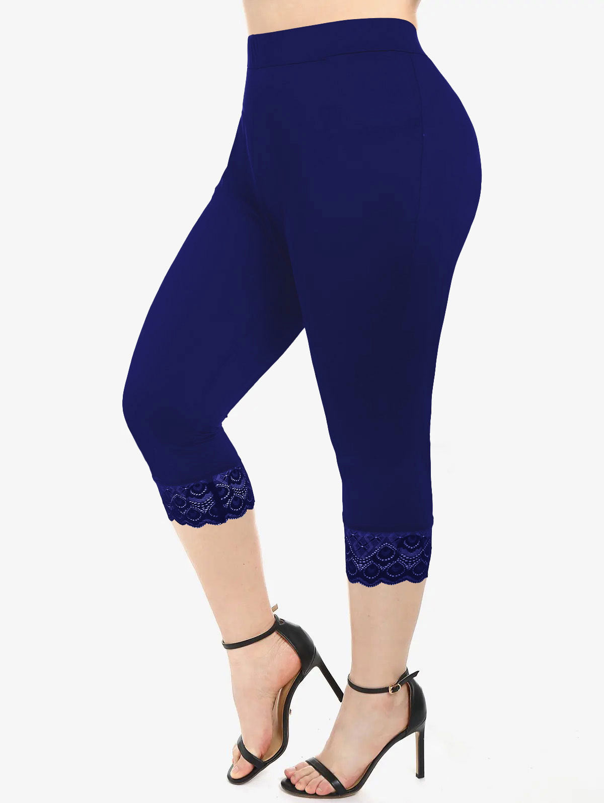 Women's fitted 3/4 leggings with elegant lace trims Ivyshape