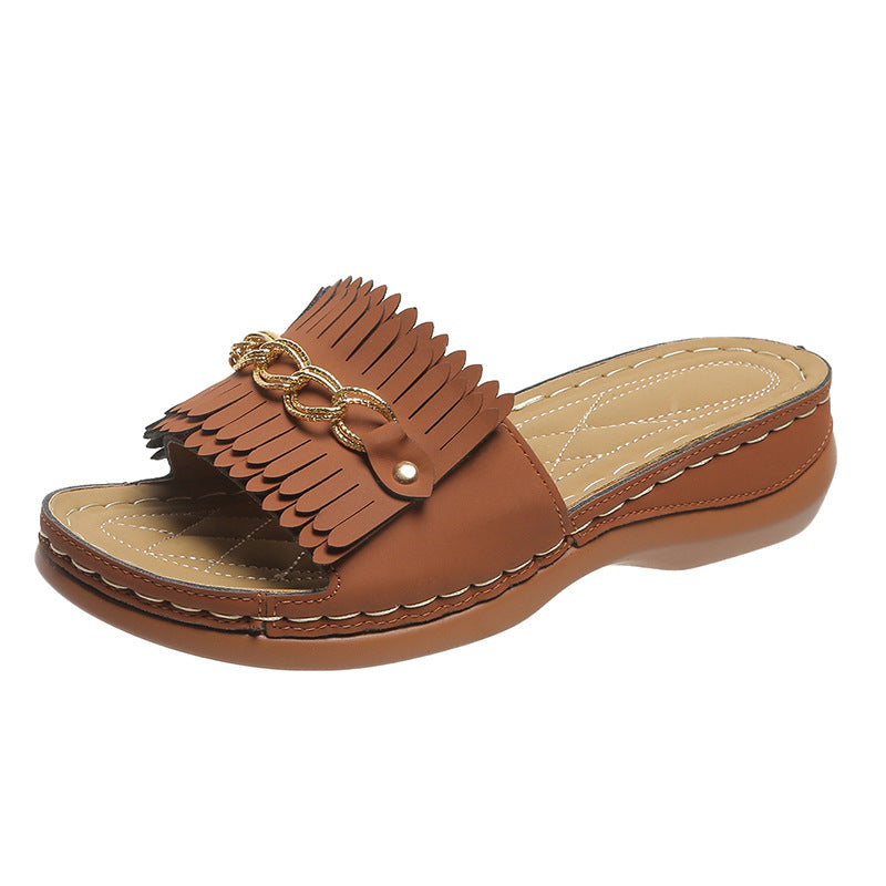 Women Fringe Slides Ivyshape