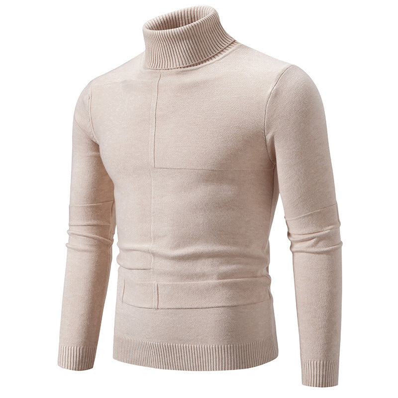 Men's elegant turtleneck sweater with modern cable pattern Ivyshape