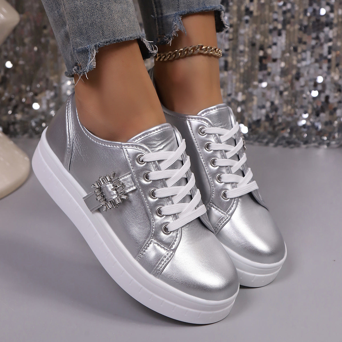 Ladies Fashion Platform Sneakers Ivyshape
