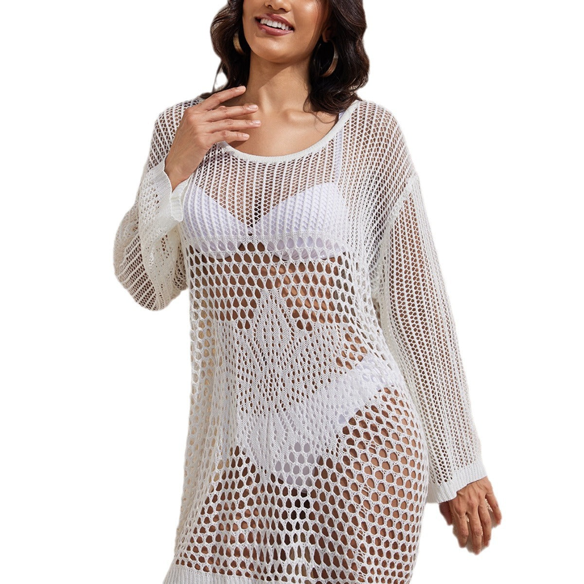 Women's Mesh Overlay Dress with Elegant Cut Ivyshape