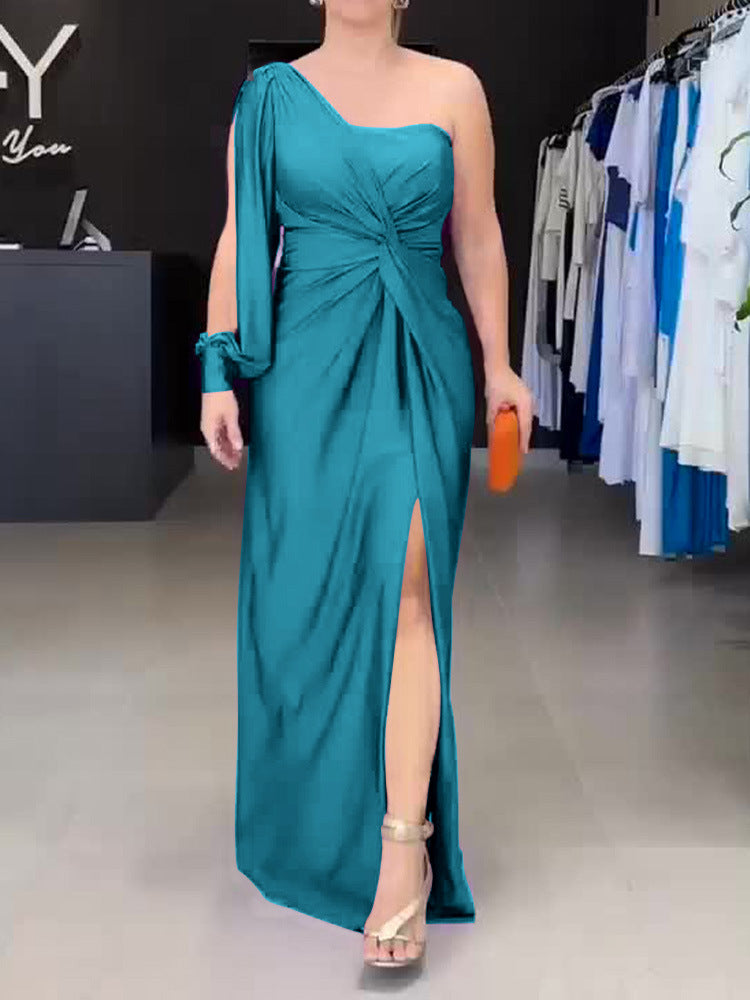 Women's Maxi Dress with Asymmetric Design and Side Slit Ivyshape