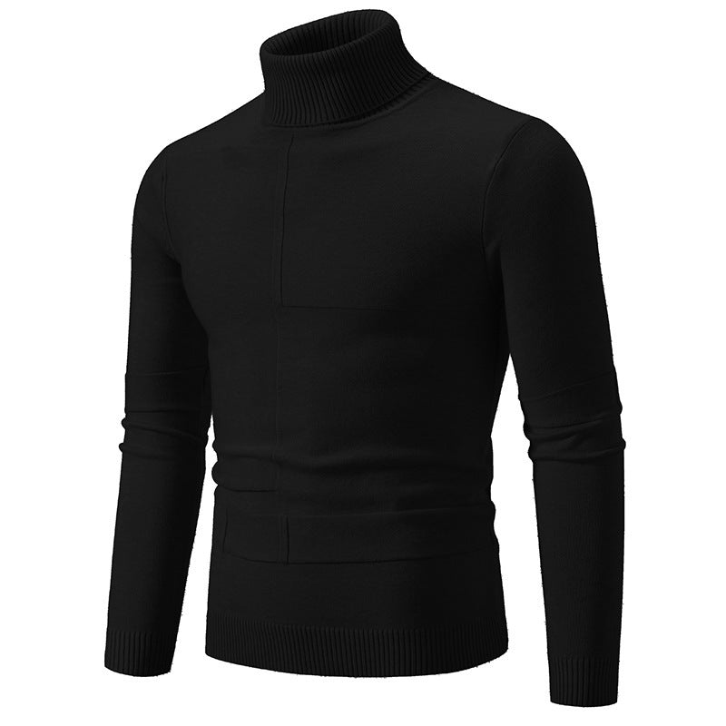Men's elegant turtleneck sweater with modern cable pattern Ivyshape