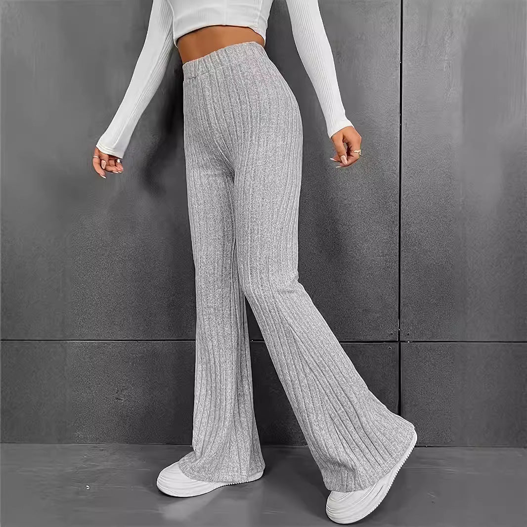 Women Ribbed Wide Flare Pants Ivyshape